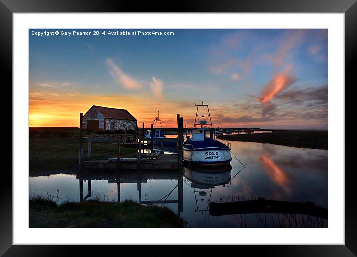 Sunset over Thornham harbour Framed Mounted Print by Gary Pearson