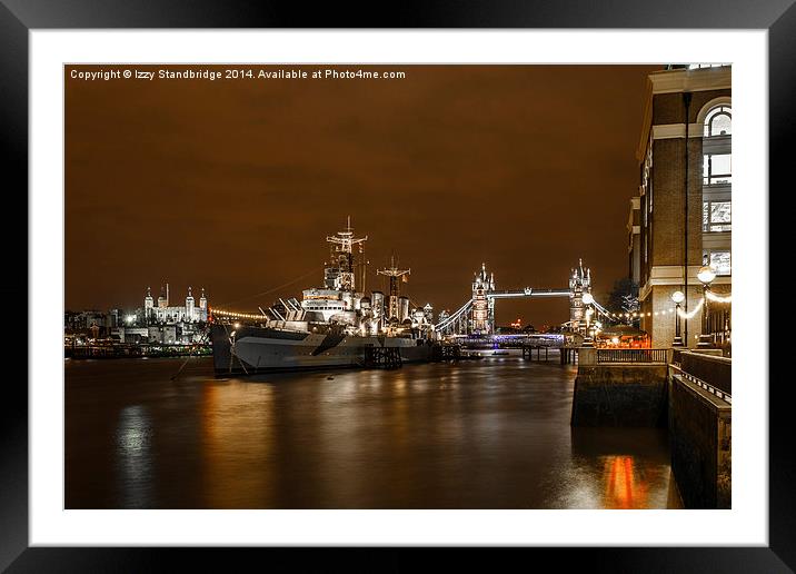 HMS Belfast and Tower Bridge Framed Mounted Print by Izzy Standbridge
