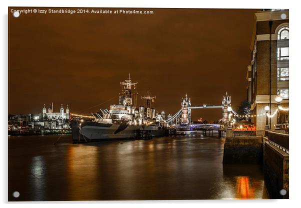 HMS Belfast and Tower Bridge Acrylic by Izzy Standbridge
