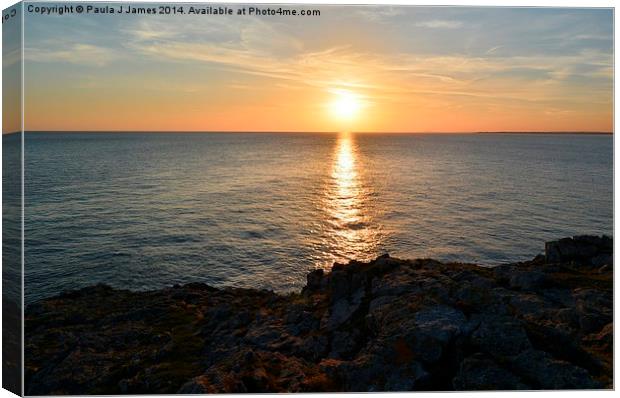 Sunset over the Bristol Channel Canvas Print by Paula J James