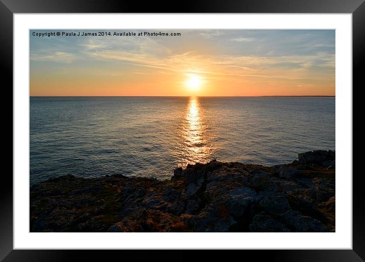 Sunset over the Bristol Channel Framed Mounted Print by Paula J James