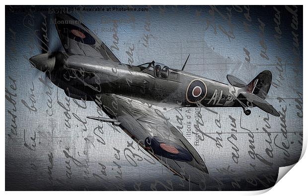Spitfire over France Print by stewart oakes