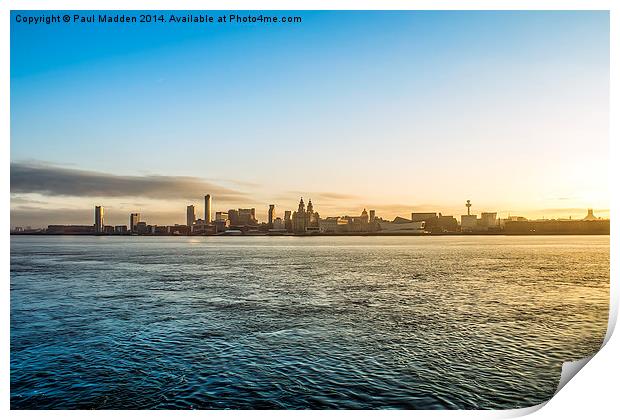Sunrise over liverpool Print by Paul Madden