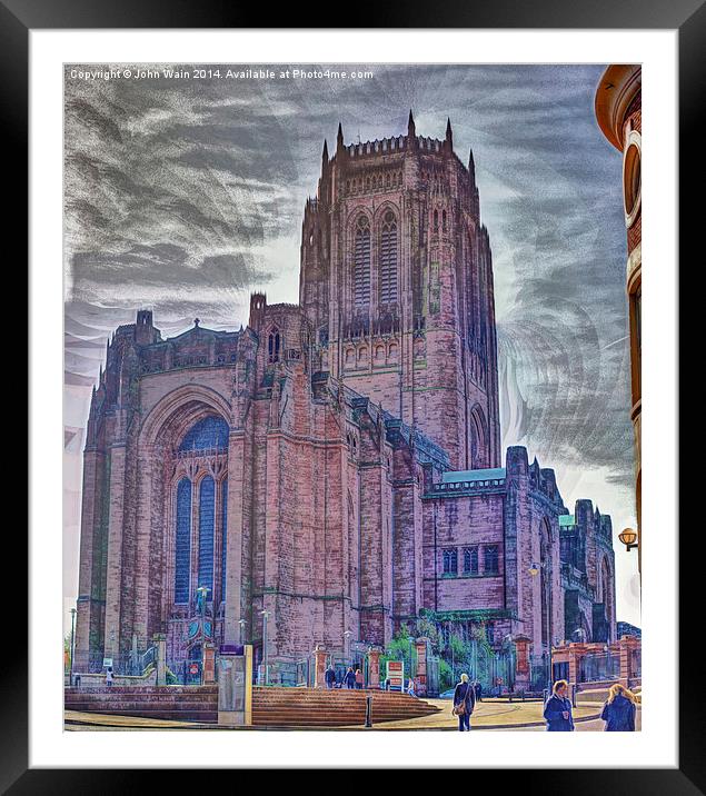 Liverpool Anglican Cathedral Framed Mounted Print by John Wain
