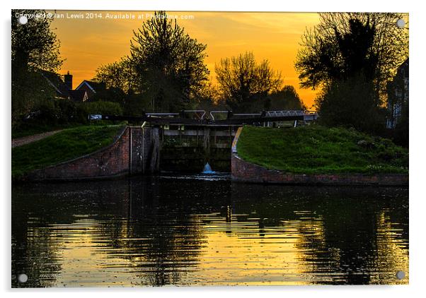 Sunset at Aldermaston Lock Acrylic by Ian Lewis
