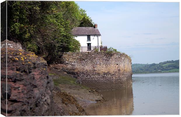 House By The Sea at Laugharne Canvas Print by Geoff Pickering