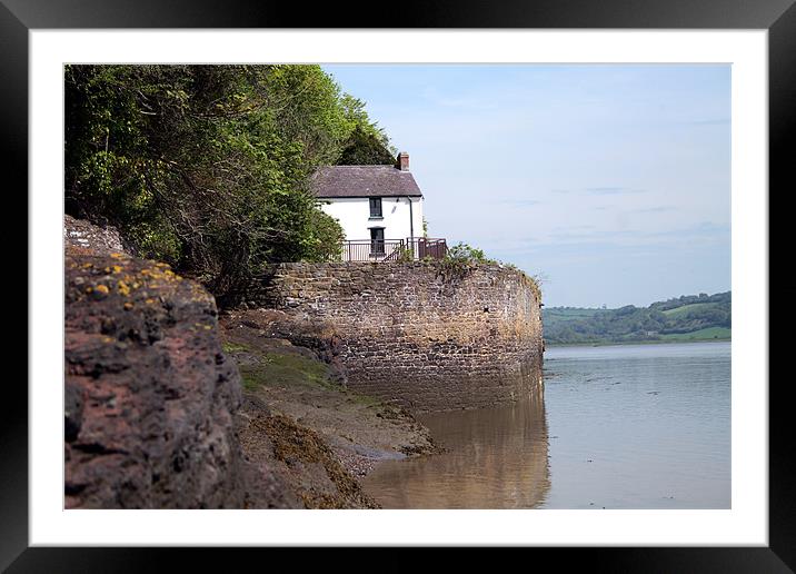 House By The Sea at Laugharne Framed Mounted Print by Geoff Pickering