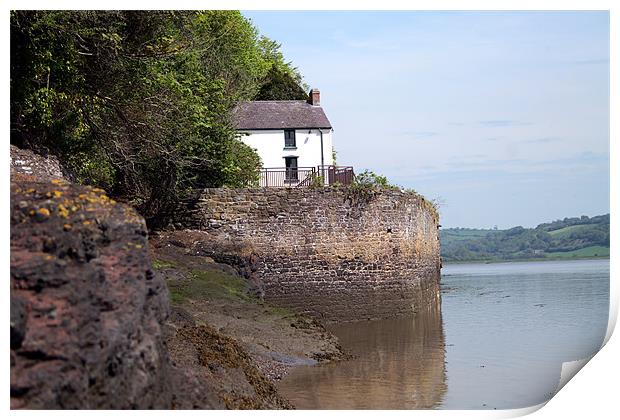 House By The Sea at Laugharne Print by Geoff Pickering