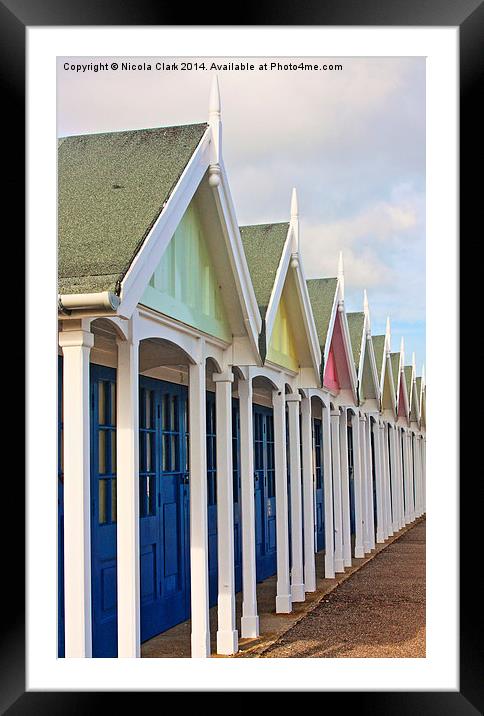 Beach Huts Framed Mounted Print by Nicola Clark