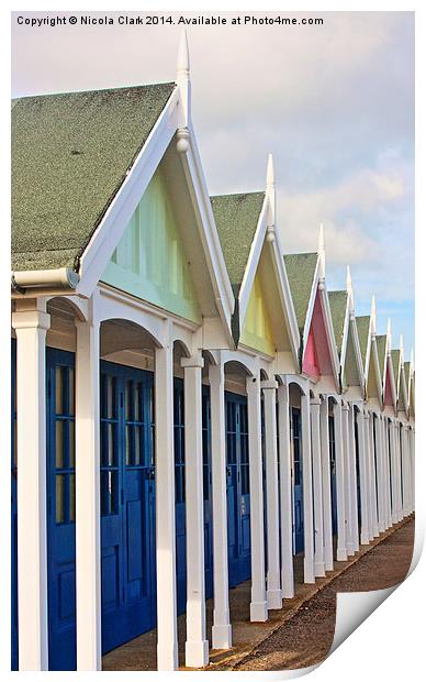 Beach Huts Print by Nicola Clark
