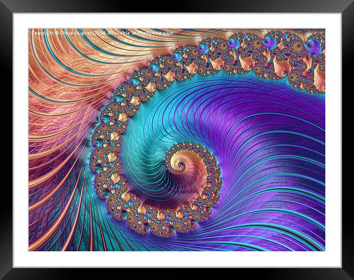 Fractal spirals purple and gold Framed Mounted Print by Steve Hughes