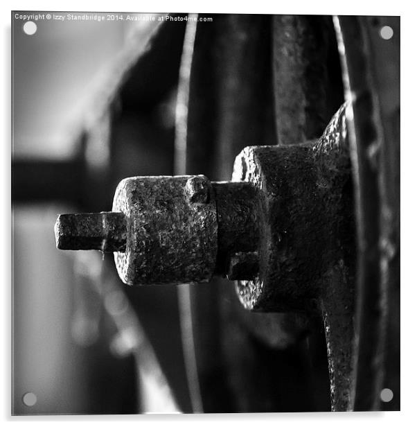 Antique wheel on large machinery Acrylic by Izzy Standbridge