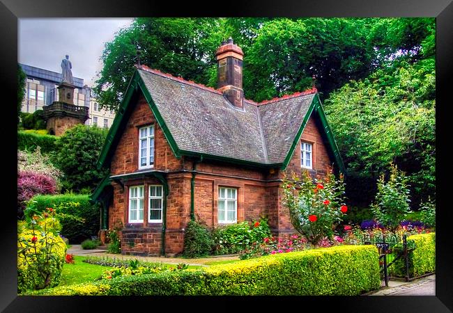 Cottage in Princes Street Gardens Framed Print by Tom Gomez