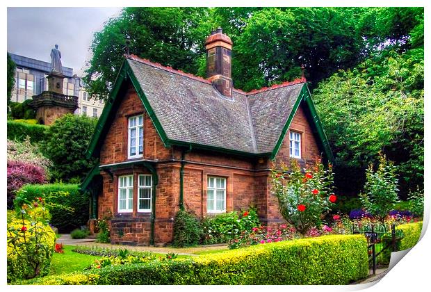 Cottage in Princes Street Gardens Print by Tom Gomez