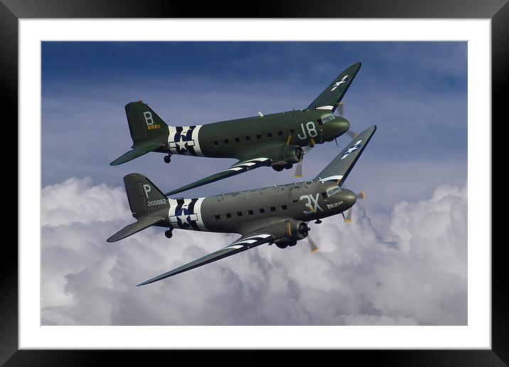 Dakotas in flight Framed Mounted Print by Oxon Images