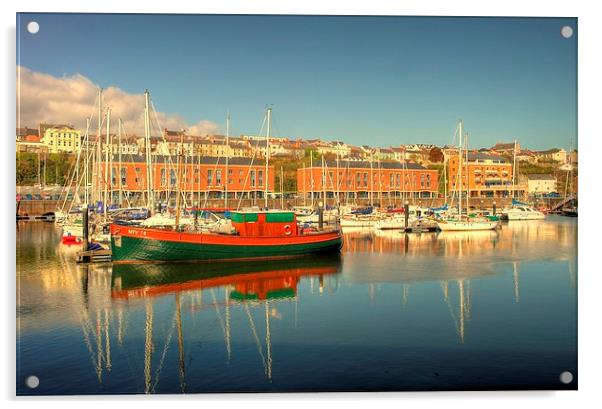 Milford Haven Marina Acrylic by Martin Chambers