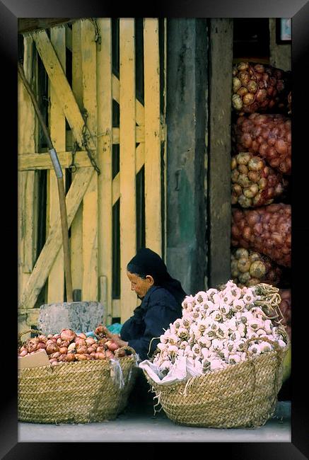 Egyptian Street Vendor Framed Print by Jacqueline Burrell