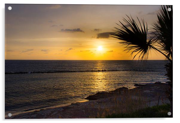 Cyprus Sunset Acrylic by Ian Cocklin