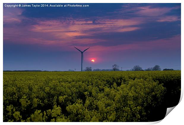 Sunset over looking Martham, Norfolk Print by James Taylor