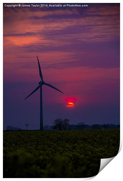 Sunset over Martham Print by James Taylor