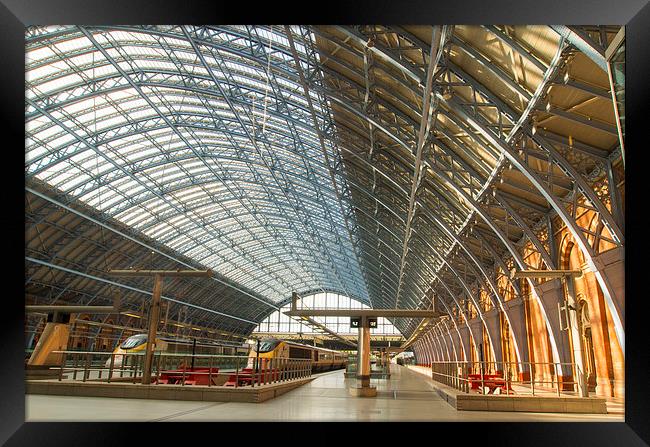 St Pancras Station Late Sunshine Framed Print by Clive Eariss