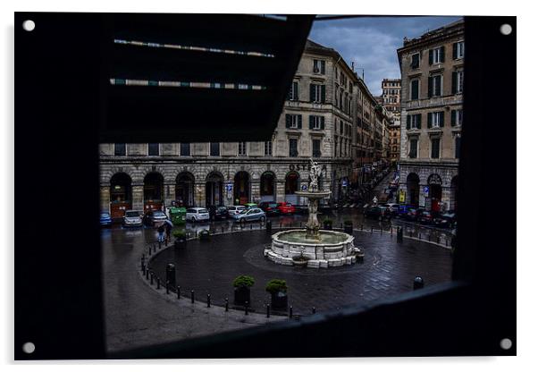 Piazza Colombo, Genoa Acrylic by Cristian Budeanu