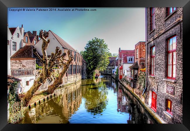 Canal In Brugge Framed Print by Valerie Paterson