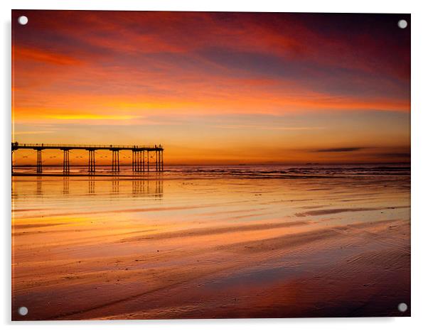 Saltburn Beach Acrylic by Dave Hudspeth Landscape Photography