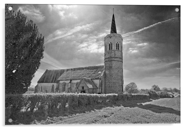St George Church Shimpling Acrylic by Darren Burroughs