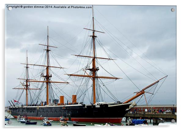 HMS Warrior at Portsmouth Acrylic by Gordon Dimmer