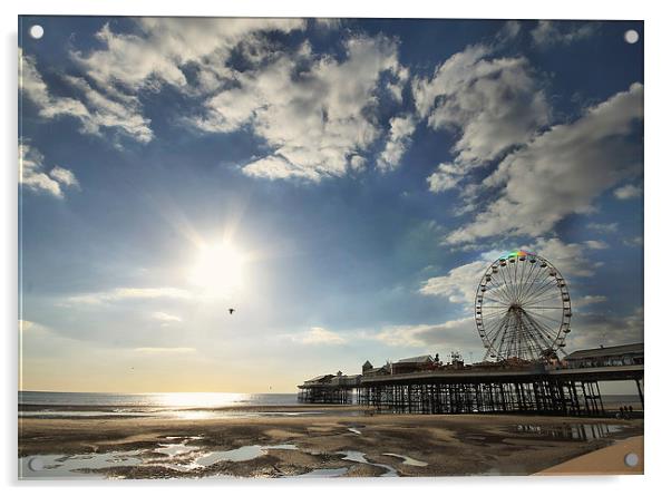 Blackpool Beach Acrylic by Joanne Wilde