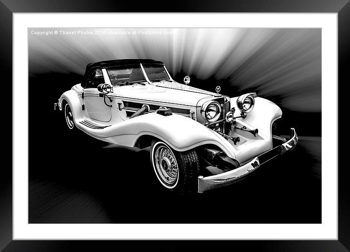 Mercedes-Benz 540K in mono Framed Mounted Print by Thanet Photos