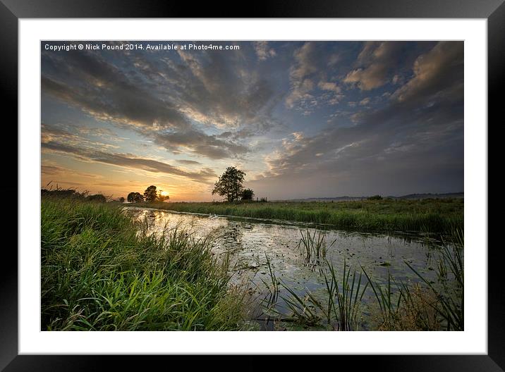 Sunset at Kings Sedgemoor Drain Framed Mounted Print by Nick Pound