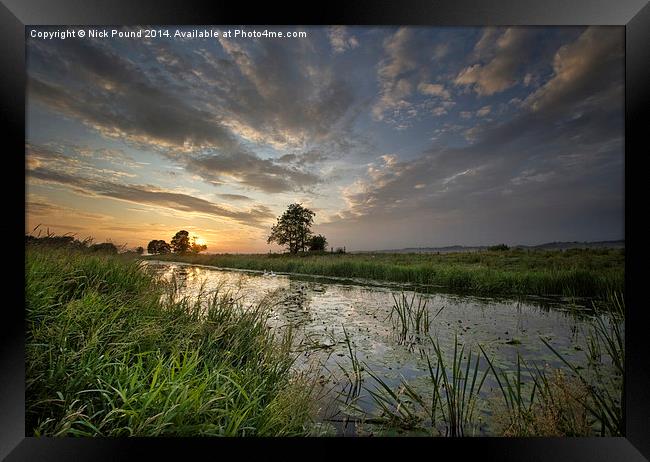 Sunset at Kings Sedgemoor Drain Framed Print by Nick Pound