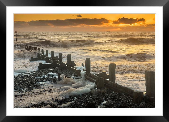 Foaming Sea at Overstrand Framed Mounted Print by Stephen Mole
