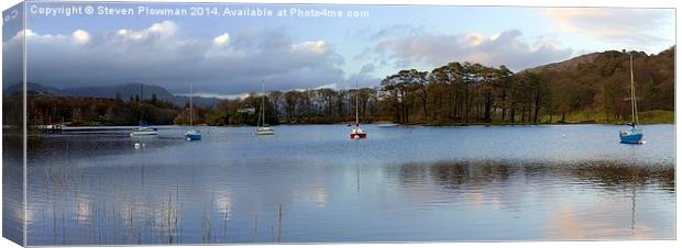 Panoramic Lake Coniston Canvas Print by Steven Plowman
