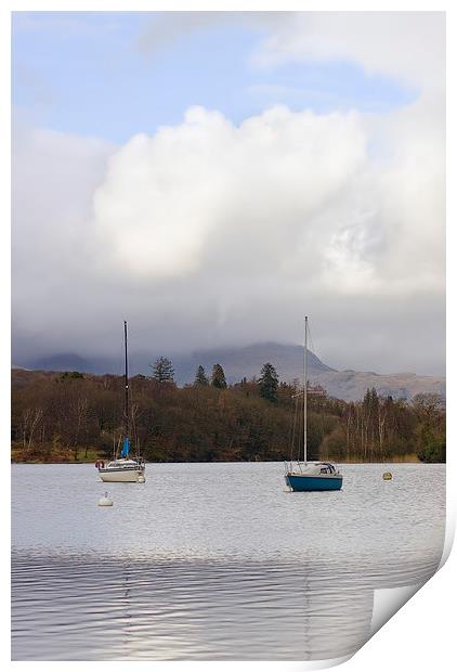 White clouds & small yachts Print by Steven Plowman