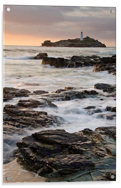 Godrevy lighthouse, Cornwall Acrylic by David Stephens