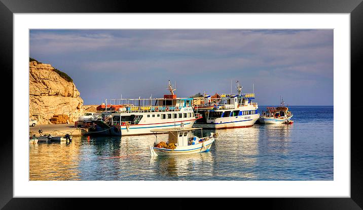 Halki Ferries Framed Mounted Print by Tom Gomez