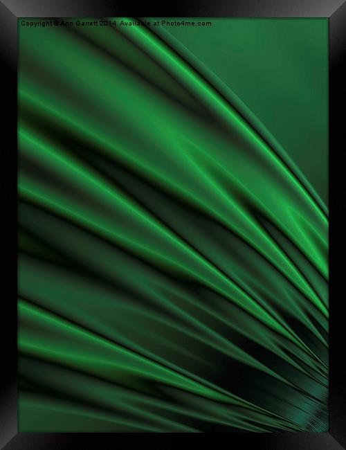 Green Satin - A Fractal Abstract Framed Print by Ann Garrett