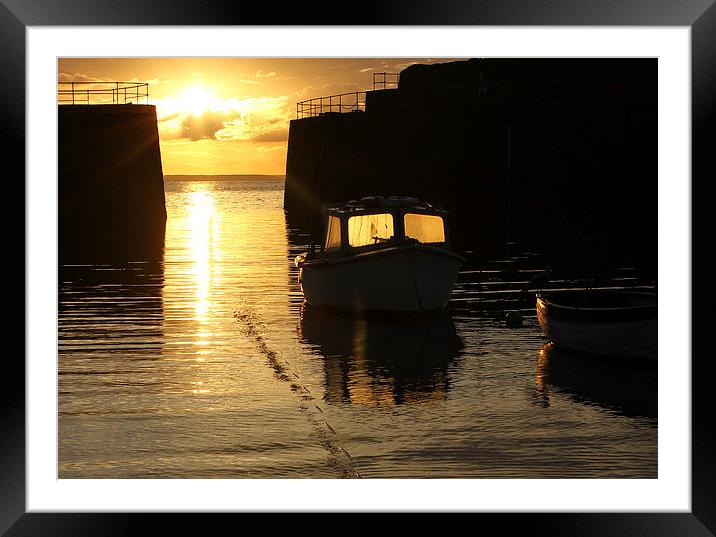 Rising Sun at Mousehole Cornwall Framed Mounted Print by Dave Bell
