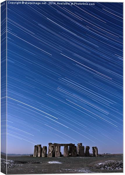 Stonehenge Startrails - 2 Canvas Print by Sharpimage NET