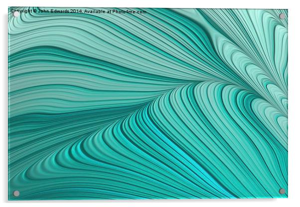 Folded Blue Green Abstract Acrylic by John Edwards
