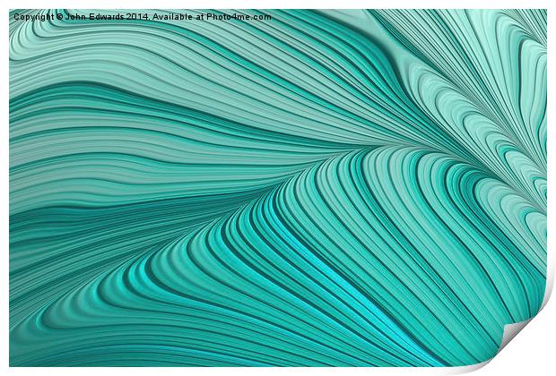 Folded Blue Green Abstract Print by John Edwards
