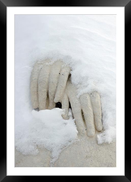 Snow covered hands of a statue Framed Mounted Print by Matthias Hauser