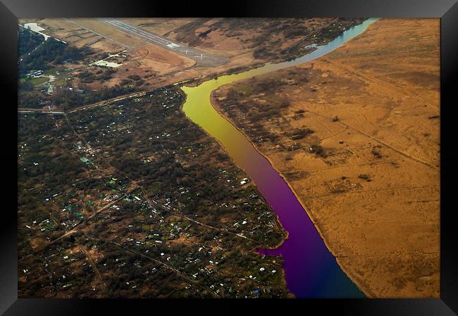 Glowing River. Rainbow Earth Framed Print by Jenny Rainbow