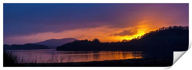Sunset on Loch Melfort Print by Jane Hamilton