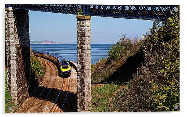 On The Dawlish Teignmouth Line Acrylic by Peter F Hunt