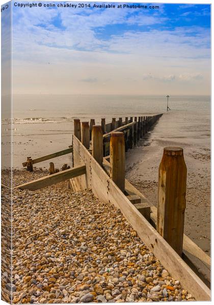 West Wittering Breakwater Canvas Print by colin chalkley