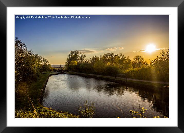 Canalside sunset Framed Mounted Print by Paul Madden